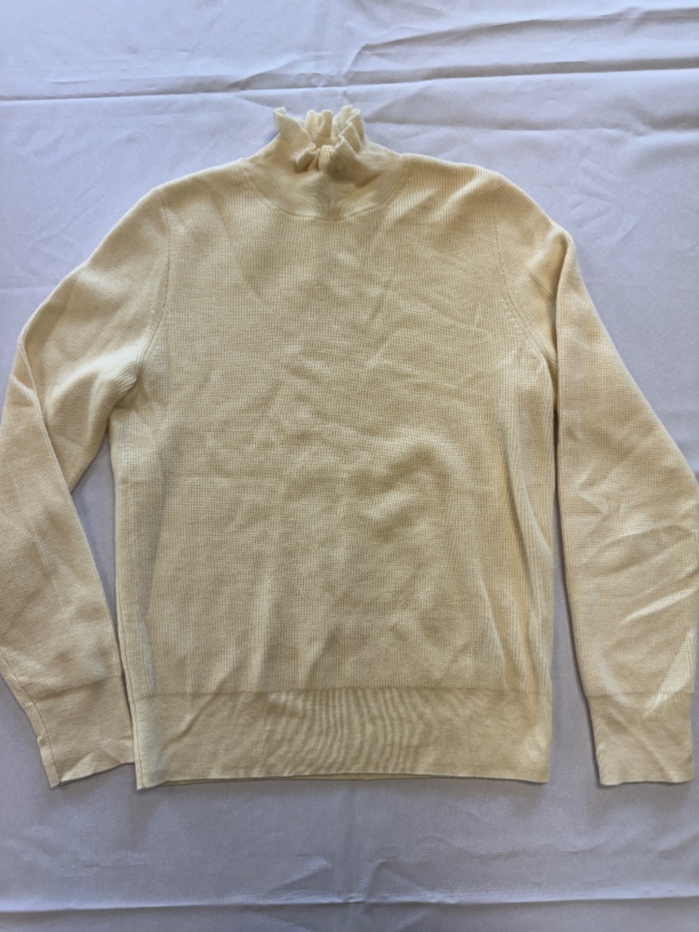 J. Crew Ruffle Collar Turtleneck Sweater Merino Wool Blend Cream Size S
